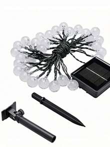 100 LED Solar Crystal Ball String Lights With 8 Lighting Modes - Warm Yellow Glow For Halloween, Christmas, Garden, Yard & Party Decorations, IP44 Solar-Powered Outdoor Decor, 20/50LED Options, Intelligent Light Strip, Perfect For Bar Tent & Camping Setup, Garden Lights Decorative Lights Solar Lights, Lights For Decoration