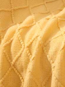 1 buah Selimut Rajut Mewah Warna Kuning Mustard dengan Detail Rumbai - Gaya Skandinavia, Bolak-balik, Cocok untuk Semua Musim, Mudah Dibersihkan, Pola Geometris, Hadiah Liburan Ideal, Dekorasi Rumah yang Nyaman dengan Pola Geometris - Kuning - View 6