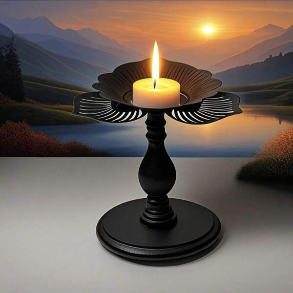 Vintage American Roma Column Candlestick, Matte Black Rough Finish Candle Holder, Decoration For Dinner Table Candlelight