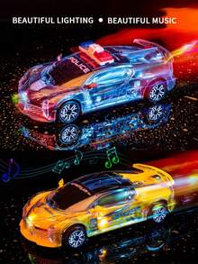 儿童电动灯光和声音警车玩具，可旋转电池供电幼儿男孩/女孩音乐模型警车（不含电池），返校 - 彩色 - 查看 4