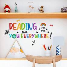 1pc Colorful Inspirational Reading Quote Wall Decal, Bedroom & Living Room Decoration