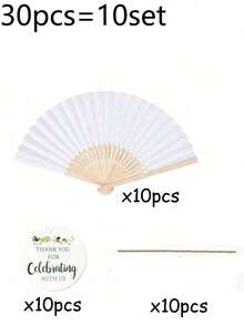 10/8/5/4/1set White Folding Bamboo Handheld Paper Fan Wedding Handheld Fan Set With Label And Jute Rope, Fun DIY, Valentine's Day New Year Gift, Home Decoration, Suitable For Wedding Bridal Shower Decoration, Wedding Favors, Party Favors,Wedding Decor,Home Decor ,Room Decor - Handheld Paper Fan - View 16
