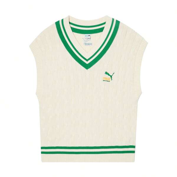 Puma 女式V领无袖运动背心夹克，学院风 53796965