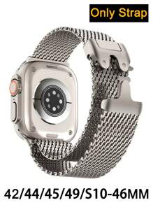 1 Pieza Correa deportiva magnética unisex estilo Milanese Loop compatible con Apple Watch de 38mm, 40mm, 41mm, 42mm, 44mm, 45mm, 49mm, S10 de 42mm y 46mm. Brazalete de moda casual para hombres, ajustable, de acero inoxidable, resistente al agua y transpirable, para uso diario, fiestas, verano. Accesorio de reloj inteligente, regalo para el Día del Padre, vacaciones para hombres y mujeres.