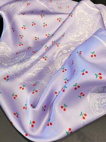 1 chiếc khăn vuông in họa tiết Bohemian Paisley & Cherry 27,6 inch dành cho nữ, khăn Bandana đa năng, khăn trùm đầu, khăn choàng cho phong cách ngoài trời thường ngày và thời trang, chống gió và chống nắng - Màu tím - Xem 3