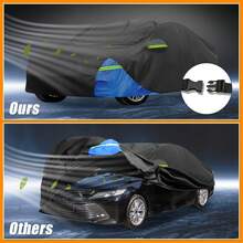 Car Cover Waterproof All Weather 210D, UV Sun Rain Protection, With Left Side Zipper - Black Blue for Toyota Camry - View 5