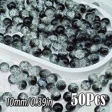 闪亮裂纹玻璃珠，破裂效果，尺寸为 10 毫米/0.39 英寸和 8 毫米/0.31 英寸。多色圆形珠子，用于 DIY 珠宝、手链、项链、耳环和手工艺品制作。