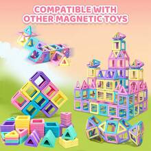 磁力積木玩具－彩色3D拼圖設計，增進創造力與精細動作技能，適合3-6歲兒童，完美的萬聖節與生日禮物，兒童建築玩具｜鮮豔色彩積木｜耐用結構，磁力積木 - 彩色 - 查看 12