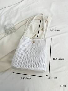 Summer Beach Bag, Hollow Mesh Beach Tote, Holiday Storage Bag, Net Shoulder Bag, Ladies Handbag