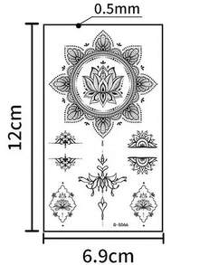 10 Blatt schwarze Henna Tattoos mit Mandala Blumen Schmetterling, wasserfeste temporäre Finger- und Handtattoos Aufkleber für tägliches Make-up, Festivals, Partys, Abschlussbälle und Accessoires