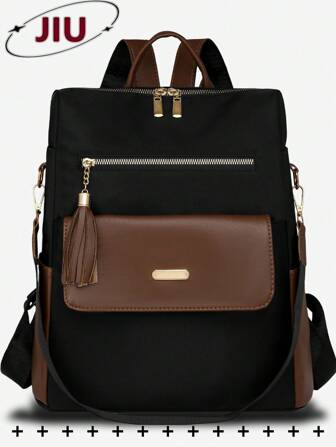 Anti-Theft Tassel Retro Backpack Women Purse, Multi-Functional And Stylish Daily Bag, Multi-Pocket Lightweight Travel Bag, Large Capacity Simple School Bag, Convenient Book Bag, Suitable For Students, Nurses, Teachers, Business People, Travel And Vacation, Business Trips, Daily Commuting, Shopping, Office, Dating, Hiking, Training, Work, Birthday Gifts, Holiday Gifts, Mochilas