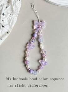1pc New Colorful Handmade Bow Lanyard Random Color, Pink Heart, Phone Hanging Strap