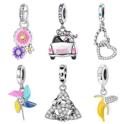 PARCOM 1pc Silver-Plated Mixed Pendant Series, Fashionable & Charming New Design, Multi-Functional DIY Bracelet And Necklace Jewelry Accessory, Suitable For Daily Wear And Gift-Giving, Perfect Jewelry Bracelet Decoration And Gift For Birthday, Festival