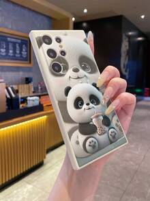 1pc Cute Cartoon Milk Tea Panda Pattern Beige Frosted Anti-Fall Precision Hole Protective Phone Case Compatible With IPhone 16/16E, Redmi, Infinix, Vivo Waterproof Shockproof Scratch Resistant - Beige - View 8