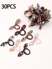 30pcs Bunny Ear Headband For Girls, Cute Bowknot Hair Band Scrunchie (Random Color And Style) - Multicolor - View 6
