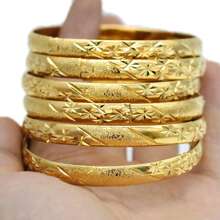1/3/6pcs Handcrafted 24K Gold Plated Traditional Sand Gold Bracelet With Star & Angel Wing Pattern, Suitable For Women Daily Wear Or Gift, No Box
