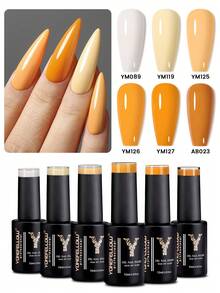 YOKEFELLOW 6 Color Orange Gel Nail Polish, 10ml Spring Summer Pumpkin Orange Color Gel Nail Polish, Glossy&Long-Lasting, Soak Off With LED UV Curing For Salon-Quality Nail Art Manicure Salon DIY Home For Women &Girl Gift - 彩色 - 查看 1