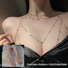 4 Peças/Conjunto Conjunto de Joias Corporais Boho de Praia Sexy e Exageradas para Mulheres, Colar com Pingente Decorativo