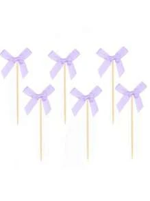 20pcs Bowknot Cake Toppers Picks Baking Cake Decorations For Party Dessert Fruit