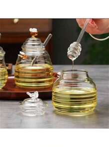 1 pièce Cuillère à miel, bâtonnet mélangeur en verre à long manche pour le café, la confiture, outil idéal de cuillère à miel