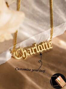 1 peça colar personalizado com nome lateral, aço inoxidável, gargantilha feminina, pingente, corrente cubana, joia de aniversário, presente