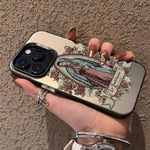The Virgin Mary Pattern Case For IPhone 16 15 14 Pro Max 13 12 11 XR XS Plus Shockproof Drop Protection Rugged Durable Silicone Cover - 黑色 - 查看 2
