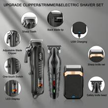 HIENA Multi-Functional Electric Hair Clipper Set For Men, Cordless Rechargeable Haircut Trimmer, Zero Gap T-Blade Beard Trimmer, Suitable For Beginner And Home Use, Gift For Boyfriend Or Father