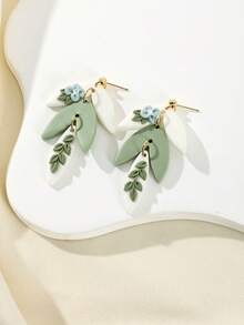 1 Pair Exaggerated Collision Color 3D Handmade Flower Fashion Polymer Clay Drops Earrings Gifts For Women Jewelry Valentine's Day Gifts