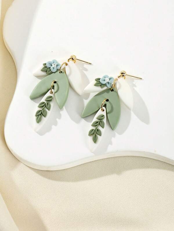 1 Pair Exaggerated Collision Color 3D Handmade Flower Fashion Polymer Clay Drops Earrings Gifts For Women Jewelry Valentine's Day Gifts