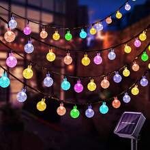 100 LED Solar Crystal Ball String Lights With 8 Lighting Modes - Warm Yellow Glow For Halloween, Christmas, Garden, Yard & Party Decorations, IP44 Solar-Powered Outdoor Decor, 20/50LED Options, Intelligent Light Strip, Perfect For Bar Tent & Camping Setup, Garden Lights Decorative Lights Solar Lights, Lights For Decoration
