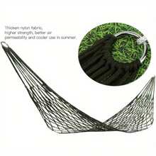 Heavy Duty Nylon Outdoor Hammock - Versatile Green Mesh Swing, Suitable For Garden, Beach And Relaxation, Ergonomic Design, Dual-Purpose As Picnic Mat Or Chair, Outdoor Hammock