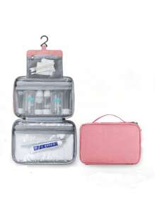 Bolsa de Higiene de Gancho Pendente com Grande Capacidade, Bolsa de Maquiagem À Prova D'água Dobrável, Organizador de Viagem, Bolsa Cosmética, Bolsa de Maquiagem, Bolsa de Viagem de Higiene, Bolsa de Armazenamento de Maquiagem para Mulheres, Bolsa de Armazenamento de Maquiagem e Lâminas, Organizador de Maquiagem Multifuncional para Praia, Férias, Negócios, Materiais Escolares para Estudante, Trabalhador de Escritório