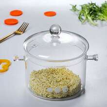 1pc Glass Pot, Health Pot, Thick Borosilicate Glass Stewing Pot For Stove Top, With Lid For Mulled Wine