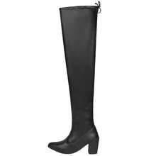 Women's Over The Knee High Heel Long Shaft Boots - 合成黑色 - 查看 2