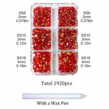 1920pcs / 6 Grids Resin Rhinestones Beads With Wax Pen, Multicolors 2mm 3mm 4mm Non-Hot Fix Flatback Round Jelly Resin Rhinestones For Nail Art Decoration, Face Makeup, DIY Jewelry Craft, Making Accessories, Shoes, Clothes, Bags Nail Charms Nail Gems Nail Supplies