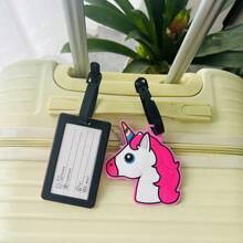 1pc/2pcs Cute Unicorn Luggage Tag Bag Charm, Pink Series, Perfect For Luggage, Backpack, Unique Gift For Boyfriend, Girlfriend Suitcase Tag Pendant Holiday Vacation For Travel For Honeymoon For College For School Bag For Flying For Cruise For Bags Portable Anti-Lost