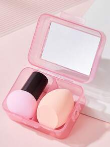 Set di spugnette per il trucco personalizzabile, con testina a fungo + set di spugnette per il trucco, con scatola a specchio per spugnette per il trucco, ultra morbide e non assorbenti, spugna a forma di goccia d'acqua a forma di zucca/fungo per il trucco