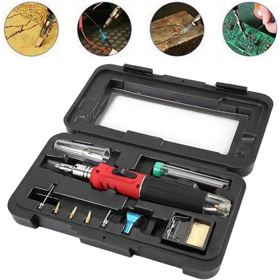 Cordless Auto Ignition Butane-Gas Soldering Iron Kit Self Ignite Welding Torch - Black - View 1