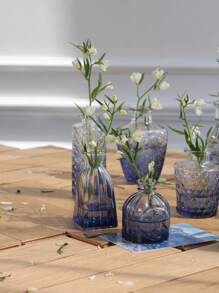1 Set/12pcs Gradient Color Nordic Style Glass Flower Vases, Minimalist Summer Floral Containers, High-Quality Embossed Aromatic Diffuser Bottles, Suitable For Home Decor, Living Room/Bedroom, Bathroom Vanity, Gift, Summer Flowers