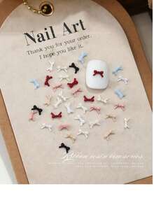 50 件/包多功能迷你蝴蝶结美甲配件，多功能系列黑色丝带蝴蝶结美甲装饰，黑色蝴蝶结美甲装饰，树脂小饰品，优质蝴蝶结美甲装饰美甲用品指甲美甲饰美甲宝石 - 黑色 - 查看 6