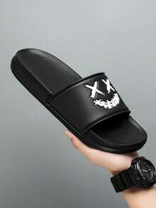 Dép quai ngang đế bằng cho nam, nhẹ, chống trượt, dùng trong nhà, ngoài trời, đi biển mùa hè, đi tắm - Đen và Trắng - Xem 4