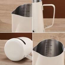 1 Pieza Jarra espumadora de café y leche, taza para espuma de leche, de acero inoxidable 304, con pantalla de temperatura, escala interna precisa, tanque de ordeño de boca puntiaguda, control preciso del caudal de la espuma de leche, sensación cómoda, olla para espuma de leche, utensilios para espresso, de alta calidad exquisita, duradera, accesorios profesionales para café en el hogar, la oficina y la cafetería 350/600ml Vuelta al colegio
