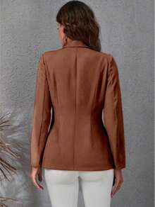 Women's Blazer Tailored Jacket Formal Coat With Beautiful Button Super Shipping Mother's Day - Coklat - View 2