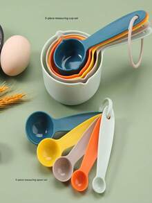 1 套 10 件装，量杯和量匙套装，Kitchen Aid 量杯和量匙，可堆叠杯子和量匙，用于烹饪和烘焙的厨房小工具 - 彩色 - 查看 12