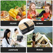 1pc Customized Bento Lunch Box With Japanese Style, Suitable For Students, Office Workers, Microwave-Friendly Bamboo Lid, Made Of Wheat Straw, Single/Double Layer, Multi-Color Options, Portable Meal Container For School Lunch, Work Meal, Outdoor, Travel, Picnic