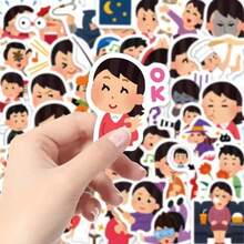 100 张日本动漫贴纸、可爱 PVC 人物涂鸦贴纸、抽象 Irsutoya 修订图形、创意贴纸，适用于 DIY 笔记本、手机壳、行李箱、背包、小提琴盒、游戏机、移动电源、笔记本电脑