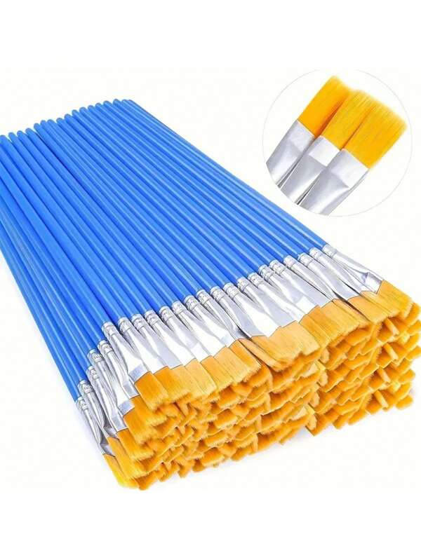 40pcs Assorted Small Paint Brushes, Flat Craft Brushes For Acrylic, Oil, Watercolor Painting On Canvas, Includes Acrylic Paint Brushes, Watercolor Miniature Brushes, Nylon Brushes, Digital Painting Accessories, Suitable For Acrylic And Watercolor, Detailed And Exquisite Craftsmanship, Professional Art Painting Brush Set For All Purposes (Random Color And Style)