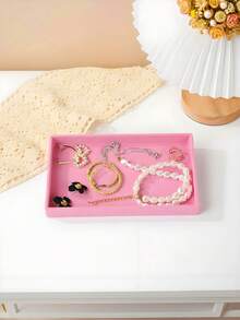 9/1 件粉色天鹅绒首饰托盘，大容量珠宝收纳盒，带独立隔层，可堆叠珠宝展示架，可容纳耳环、项链、手链、戒指、发夹、发带等。情人节天鹅绒首饰托盘 - 彩色 - 查看 6