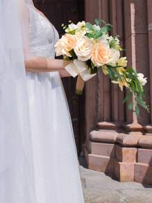 1 Stück Braut Blumenstrauß Hochzeit Abwurf Brautstrauß künstliche Rosen Blumen Abwurf Brautstrauß Hochzeitszeremonie Jahrestag