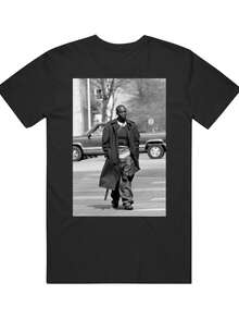 Durable Omar Coming The Wire Michael Williams Rest In Peace Tribute Cotton T-Shirt Black Short Sleeve Round Neck Casual Graphic Tee Men All-Season Comt Machine Washable - 黑色 - 查看 1